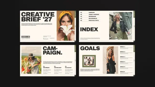 Creative Brief Campaign Presentation Template by E-Type for Adobe InDesign