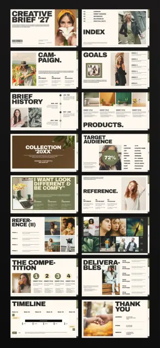 Creative Brief Campaign Presentation Template by E-Type for Adobe InDesign