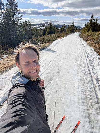 Ski tracks in the mountains as spring arrived