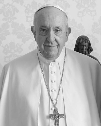 Beautiful black and white photo of Pope Francis.
