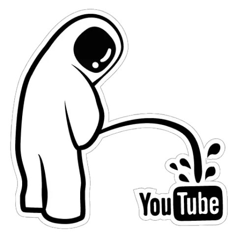 Emoji representing 'Among Us'-alike figure pissing on YouTube logo