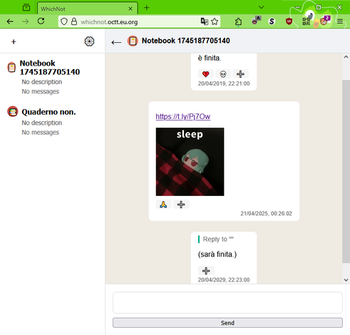 Schermata app con aperto un notebook e delle note inviate