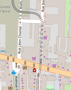 Capture d'osm.org où on lit sur la carte T6 nord sur des trajets en pointillés