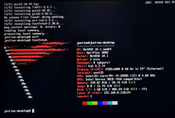 Screenshot of the output of fastfetch showing the information for NetBSD