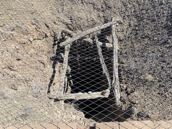 A picture of another one of the mines @ Cerrillos Hills State Park. This one has several logs framing it - I combined the logs from this mine w/ the cactus from the other mine to make my drawing