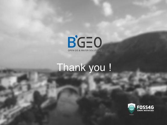 A graphic introducing BGEO as a Bronze Sponsor of FOSS4GE.