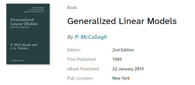 entry on the Taylor and Francis website for the Generalized Linear Models book by McCullagh and Nelder, which clearly shows both author names on the cover, listed as only being authored by McCullagh.