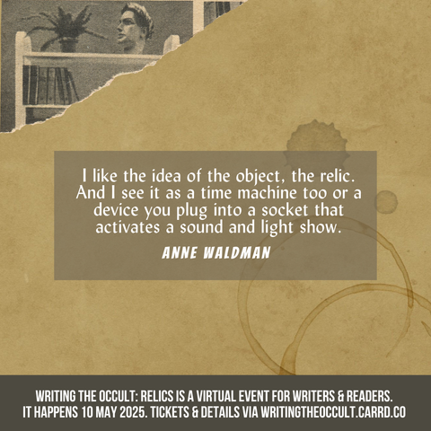 The background looks like old paper with coffee stains on it, and has a corner ripped off to expose an old newspaper photo of a bookshelf. Overlayed is the quote featured in the post itself.