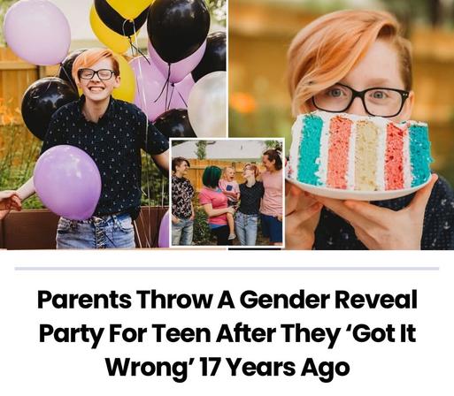 Parents throw gender reveal party for teen after they "got it wrong" 17 years ago