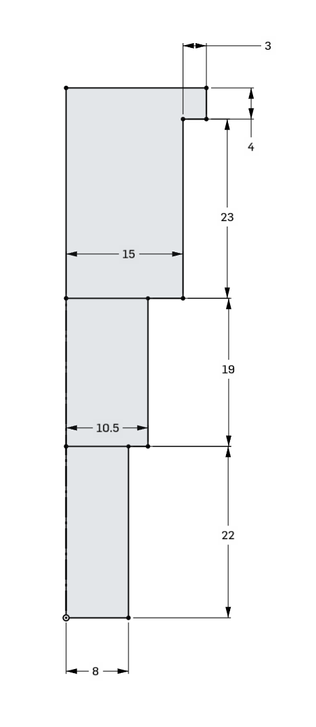 A technical drawing of a the screw dimensions