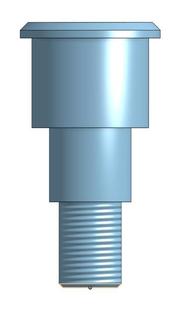 a 3d rendering of the screw, with both screw turns and some chamfers visible