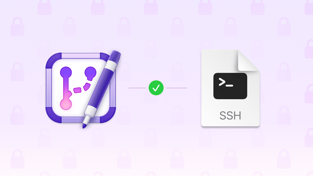 A representation of Retcon, and a SSH file, linked together by a checkmarked line.