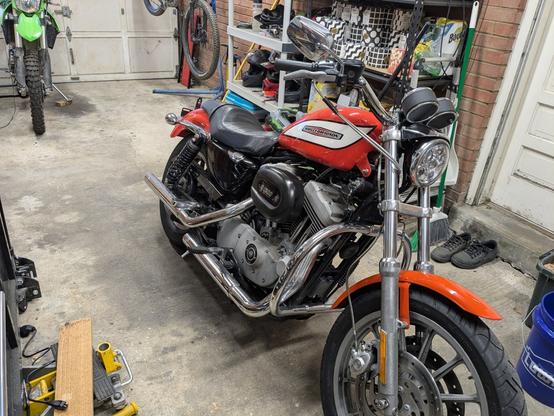Terribly framed picture of a dumb motorcycle.