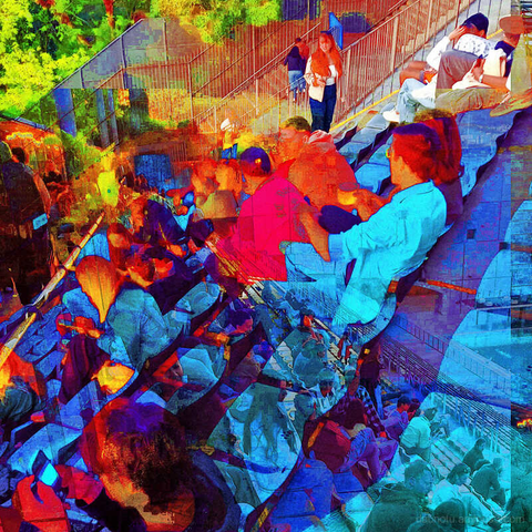 Barcelona digital edited multiple exposure street photography, made with the GNU Image Manipulation Program.