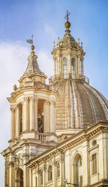 Close up of the Baroque bell tower and dome of Sant'Agnese church located on the Piazza Navona in Rome Italy. 

#church #rome #italy #dome #tower #belltower #steeple #cupola #baroque #santagnese #architecture #ornate #historical #stagnes #piazzanavona #BuyIntoArt #AYearForArt #artforsale #wallartforsale #giftideas @joancarroll 

https://fineartamerica.com/featured/church-of-santagnese-rome-italy-joan-carroll.html?newartwork=true