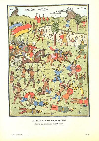 The battle of Zileheroum from a brochure about Syldavia. Trust me, you will want to look this one up.