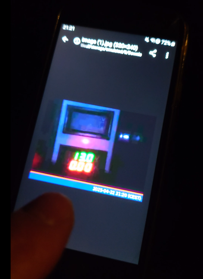 an image from a webcam downloaded over lora radio using meshchat on an android smartphone
