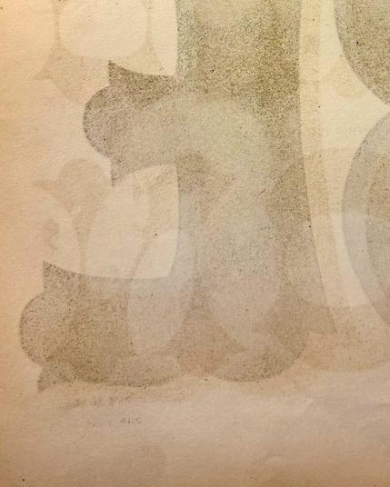 Overlapping typographic forms from 1854 Wells &amp; Webb wood type specimen catalog. Cream colored stock with low contrast tonal value letterforms.