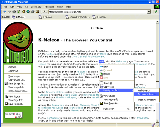 K-meleon v0.8 on XP