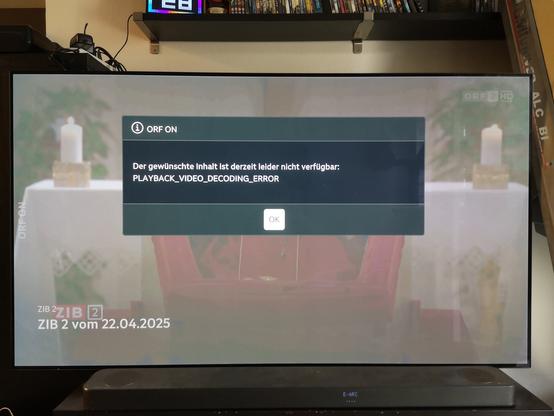 ORF On Stream Fehlermeldung. Der gewünschte Inhalt ist nicht verfügbar.