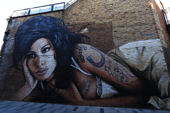 Mural by JXC in Camden Town, London (UK) dedicated to Amy Winehouse, an English singer, songwriter, and musician
