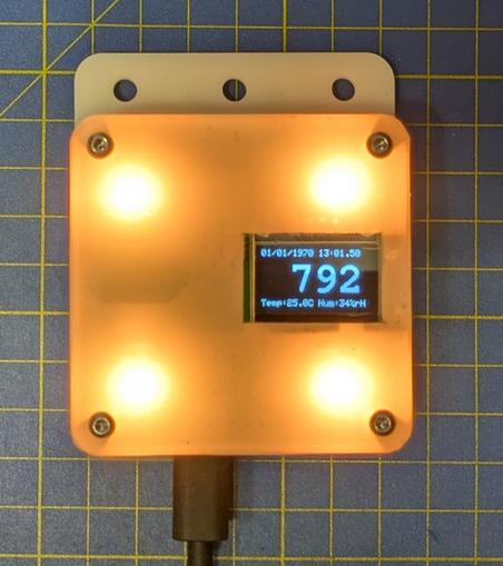Same co2 monitor now with yellow/orange lights and reading 792ppm co2
