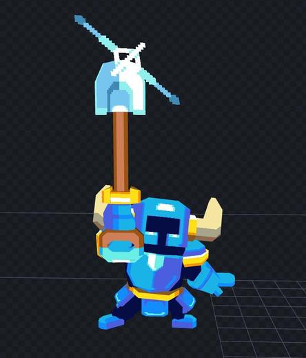 A stylized 3D model I made trying to be as close to the modern pixelart renditions of the character as possible! Using as a reference both SK Dig and Pocket Dungeon.

In this one you can see him do the iconic shovel in the sky pose (each time you enter a level).