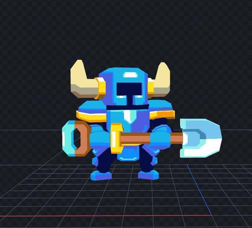 A stylized 3D model I made trying to be as close to the modern pixelart renditions of the character as possible! Using as a reference both SK Dig and Pocket Dungeon.

This one is the idle pose, more similar to the one you see on SK Dig rather than the original one (Shovel of hope)
