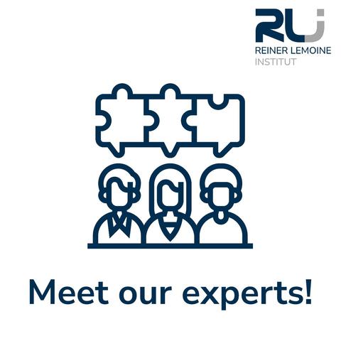 MEET OUR EXPERTS Motiv Personen Icons mit Sprechblasen als Puzzle.