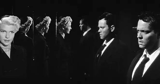 Rita Hayworth und Orson Welles in der Spiegelkabinettszene