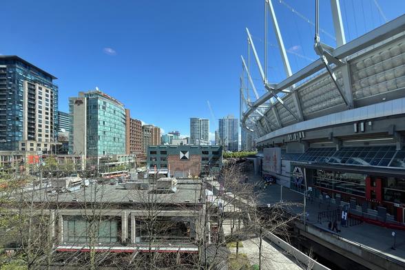 Vancouver's stadium, surrounded by office and apartment buildings