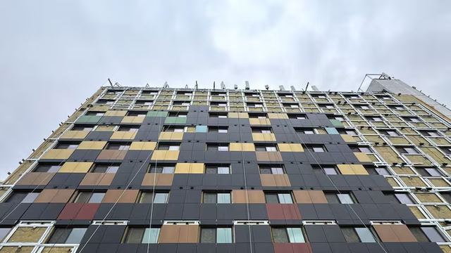 Mitrex, a Canadian company that makes solar panels in Toronto, produced the panels used in the cladding on this apartment in Edmonton. The company specializes in building-integrated photovoltaics — solar panels that help cut energy costs while doubling as building materials. (Submitted by Mitrex)