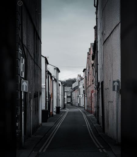 Narrow street of old terrace houses