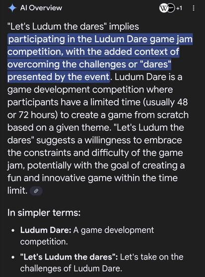 Let's Ludum the dares implies taking part in Ludum Dare