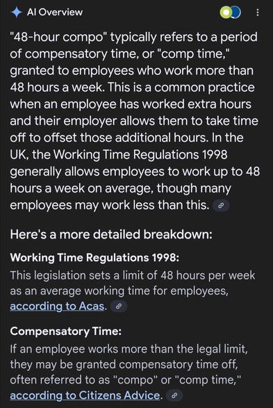48 hour compo refers to compensatory time granted to employees