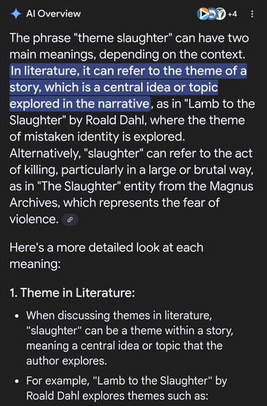 The theme slaughter is some literary thing