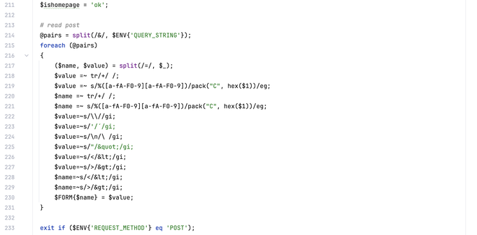 A snippet of the perl source code I'm working on