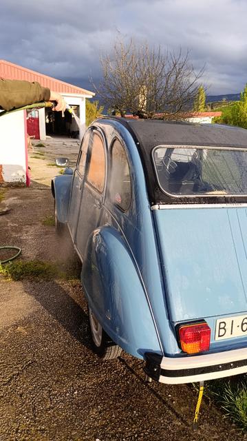 Citroen 2cv bat eguzkitan garbitzen.