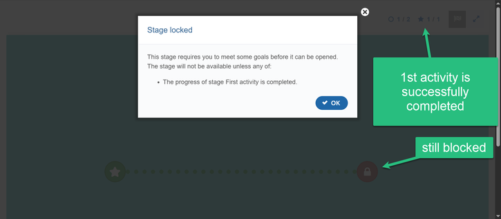 Image showing a discrepancy on the restriction settings of H5P Game Map v1.5.1.