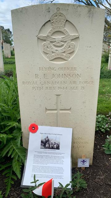 The grave of Ross Johnson, Typhoon pilot in the 438 Squadron.