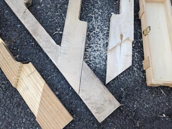 a close-up of detail of some of the chiselled wood joints.
