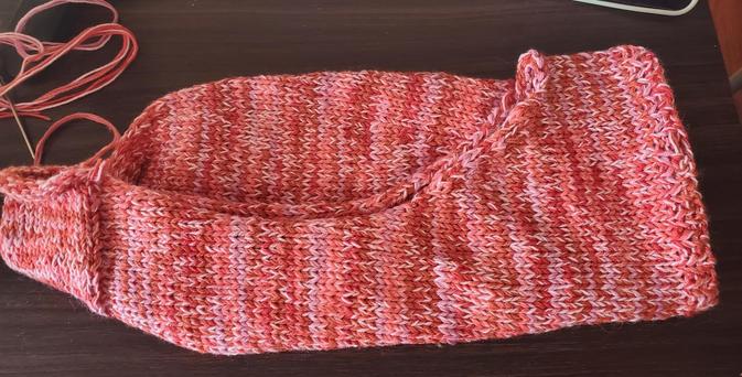 Harris Hood with Italian bind off edge to the right, face opening not done yet