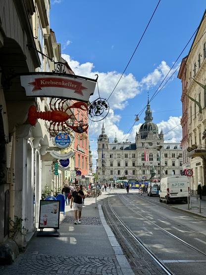 View towards City Hall from Sackstraße; Graz, Austria
