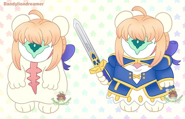 saber from the fate series redesigned to look like a aiball from the somnium files games

the first image is like a white gummy bear, with a giant eye with green iris in the middle of the face, a red tendril goes down the center of the body, she has blong hair tied back with a blue ribbon

the second one is the same except shes wearing a blue dress with golden accents, and is holding a gold and silver sword Excalibur

The Alt ID text is Over Now, Here are Extra Tags for Visibility:
 #artistonbsky #artistsonbluesky #artshare #artsky #ocsk #ocart #promosky #promo #artmutuals #artmoots #moots #mutuals #artist #artwork #digitalart #digitaldrawing #digitalillustration #illustration #humanartist #humanmadeart #humanart #sfwart #sfw #smallartist #smallbusiness #queerartist #lgbtartist #clipstudiopaint #supportartists #noai #antiai