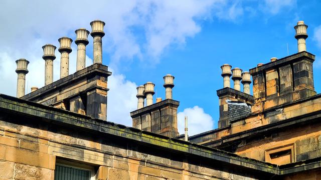 Chimney pots designed by Alexander 'Greek' Thomson based on lotus flowers.