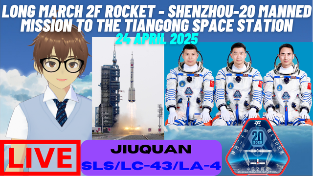 Daniel Suguwa, an indie VTuber, showing the thumbnail for the stream of Long March 2F rocket - Shenzhou-20 manned mission to Tiangong Space Station.