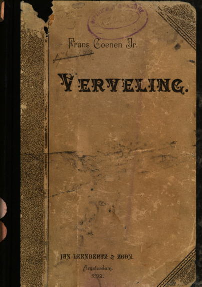 Voorplat van de eerste druk van de roman "Verveling" van Frans Coenen. Uitgeverij Leendertz en Zoon, Amsterdam, 1982.