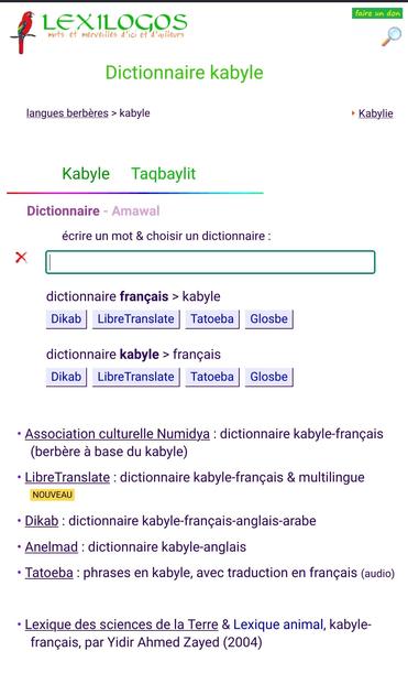 LibreTranslate de Fedilab sur Lexilogos.
