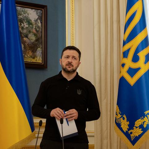 President Volodymyr Zelensky of Ukraine during a news conference in Kyiv on Tuesday.