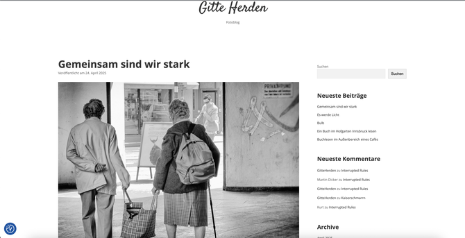Screenshot meiner Webseite, einem Fotoblog